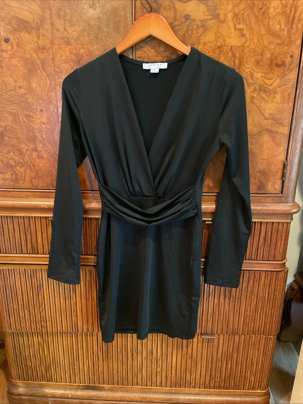 FAVLUX FASHION WOMENS BLACK LONG SLEEVE KNEE LENGTH STRETCHY DRESS SIZE SMALL